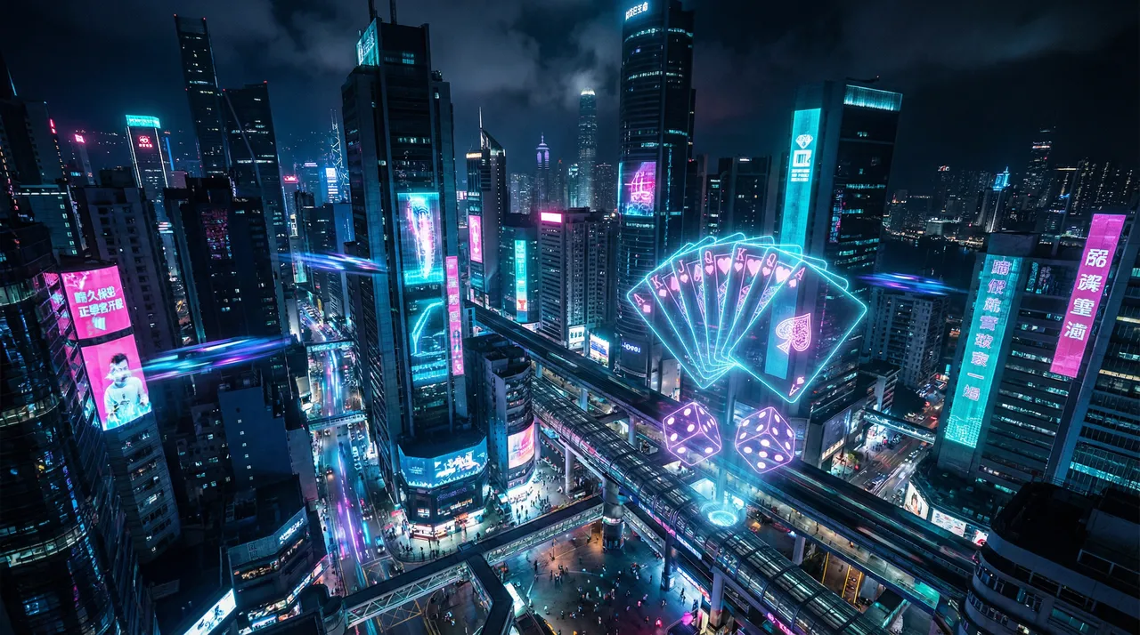 炸金花平台 赛博朋克不夜城全景 - 霓虹线框娱乐矩阵